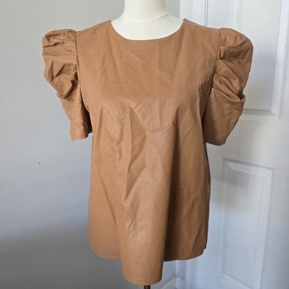 TCEC Tops - TCEC | Large | Camel Faux Leather Top